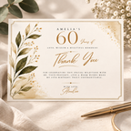 Thank You Card - Cream & Gold