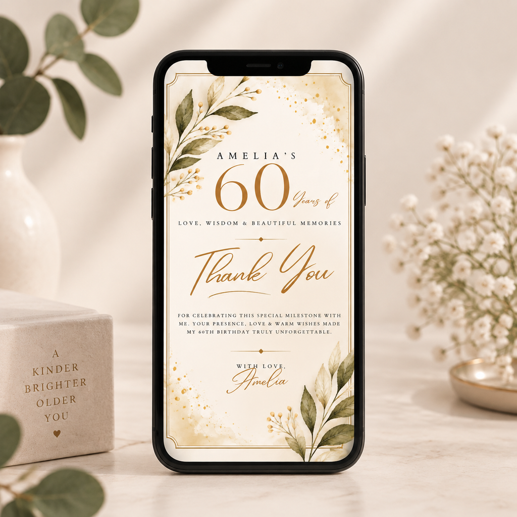Thank You Card - Cream & Gold