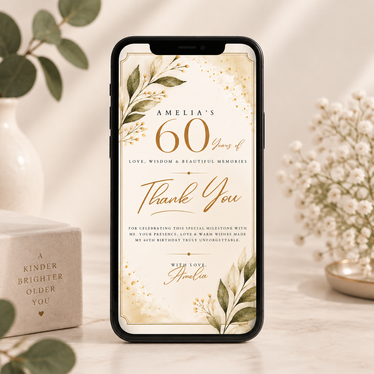 Thank You Card - Cream & Gold