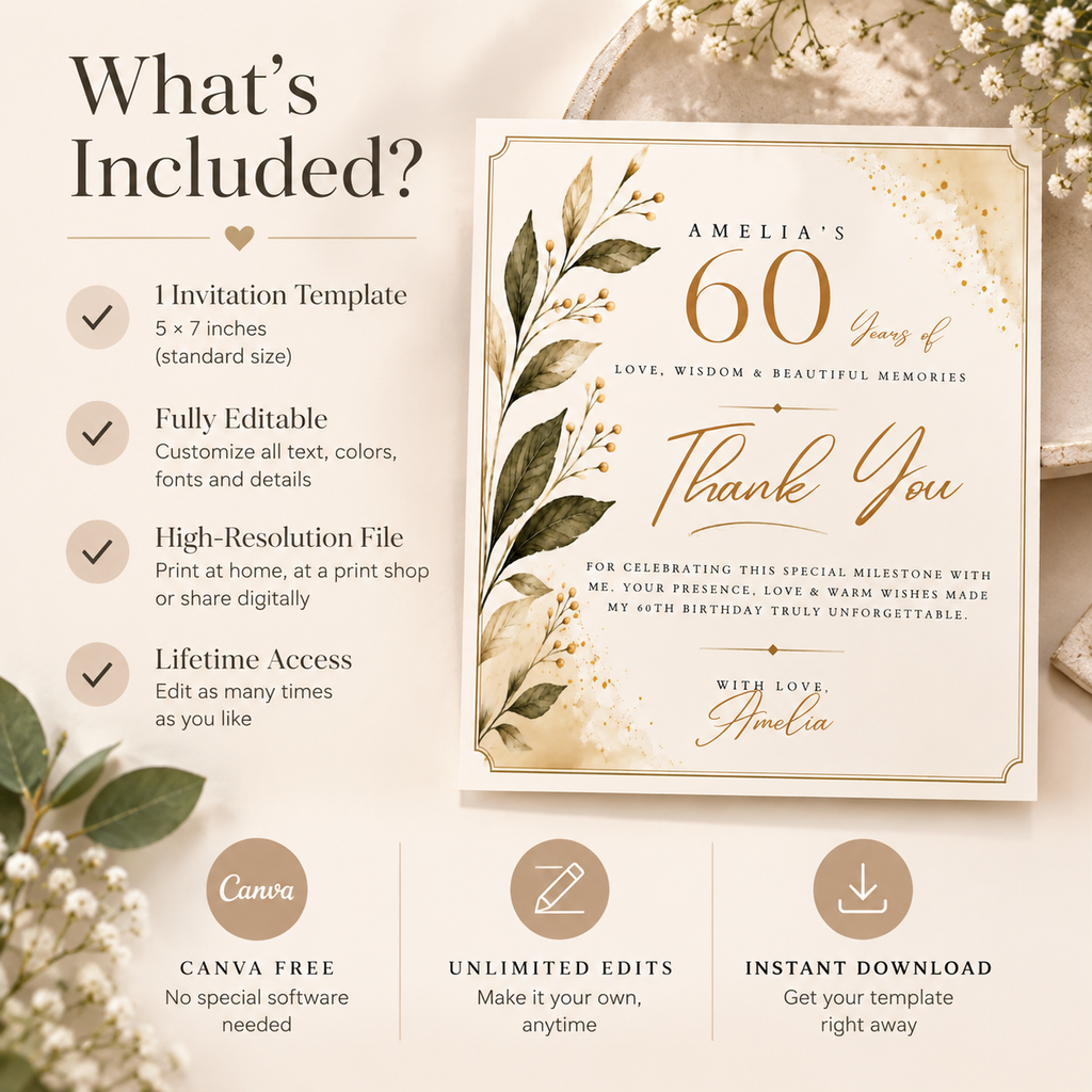 Thank You Card - Cream & Gold