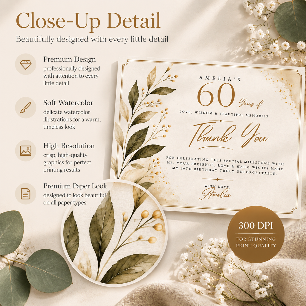Thank You Card - Cream & Gold