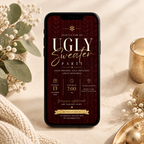 Ugly Sweater Party Invitation Christmas Sweater - Cream & Burgundy