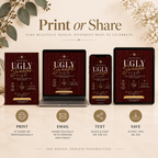 Ugly Sweater Party Invitation Christmas Sweater - Cream & Burgundy