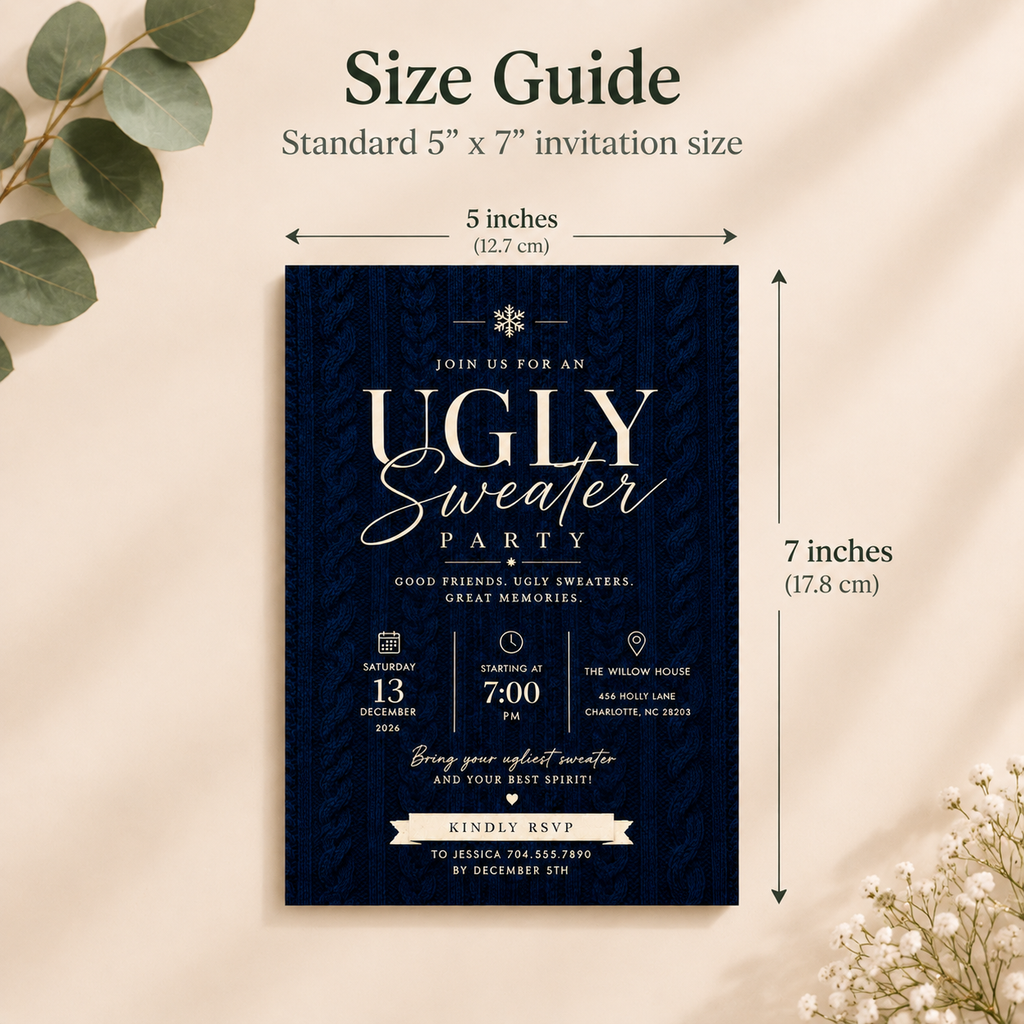 Ugly Sweater Party Invitation  - Navy & cream