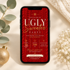 Ugly Sweater Party Invitation  - Red & gold
