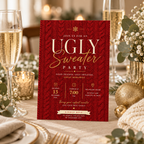 Ugly Sweater Party Invitation  - Red & gold