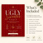 Ugly Sweater Party Invitation  - Red & gold