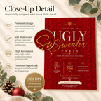 Ugly Sweater Party Invitation  - Red & gold