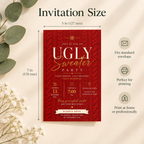 Ugly Sweater Party Invitation  - Red & gold