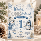 Winter ONEderland First Birthday Invitation