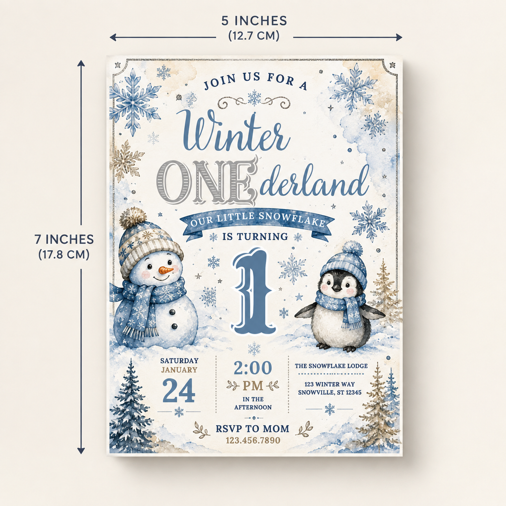 Winter ONEderland First Birthday Invitation