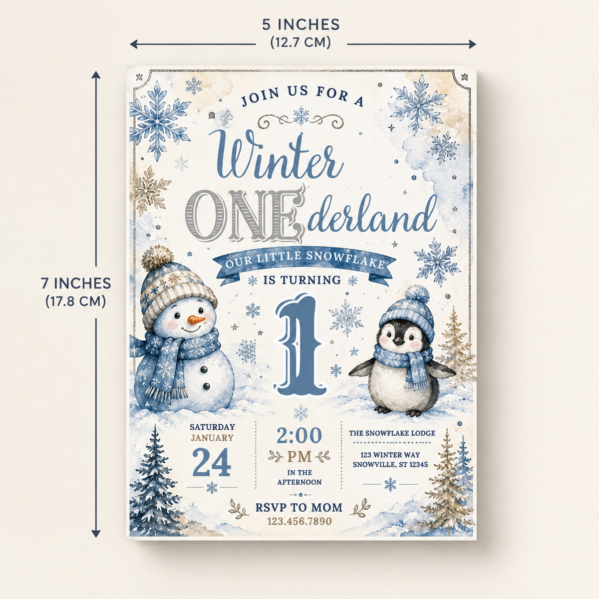 Winter ONEderland First Birthday Invitation