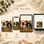 Print or Share: Christmas Photo Card Cream and Gold, print at home or share digitally