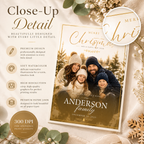 Close-up: Close-up detail of the Christmas Photo Card Cream and Gold design