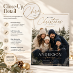 Close-up: Close-up detail of the Christmas Photo Card Dark Navy and Gold design