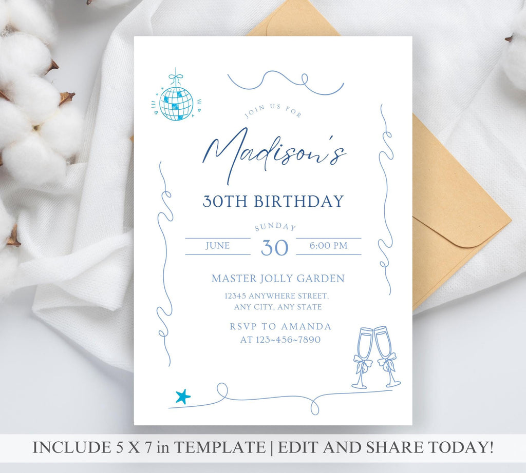 Whimsical Birthday Invitation Template – printable template preview 2