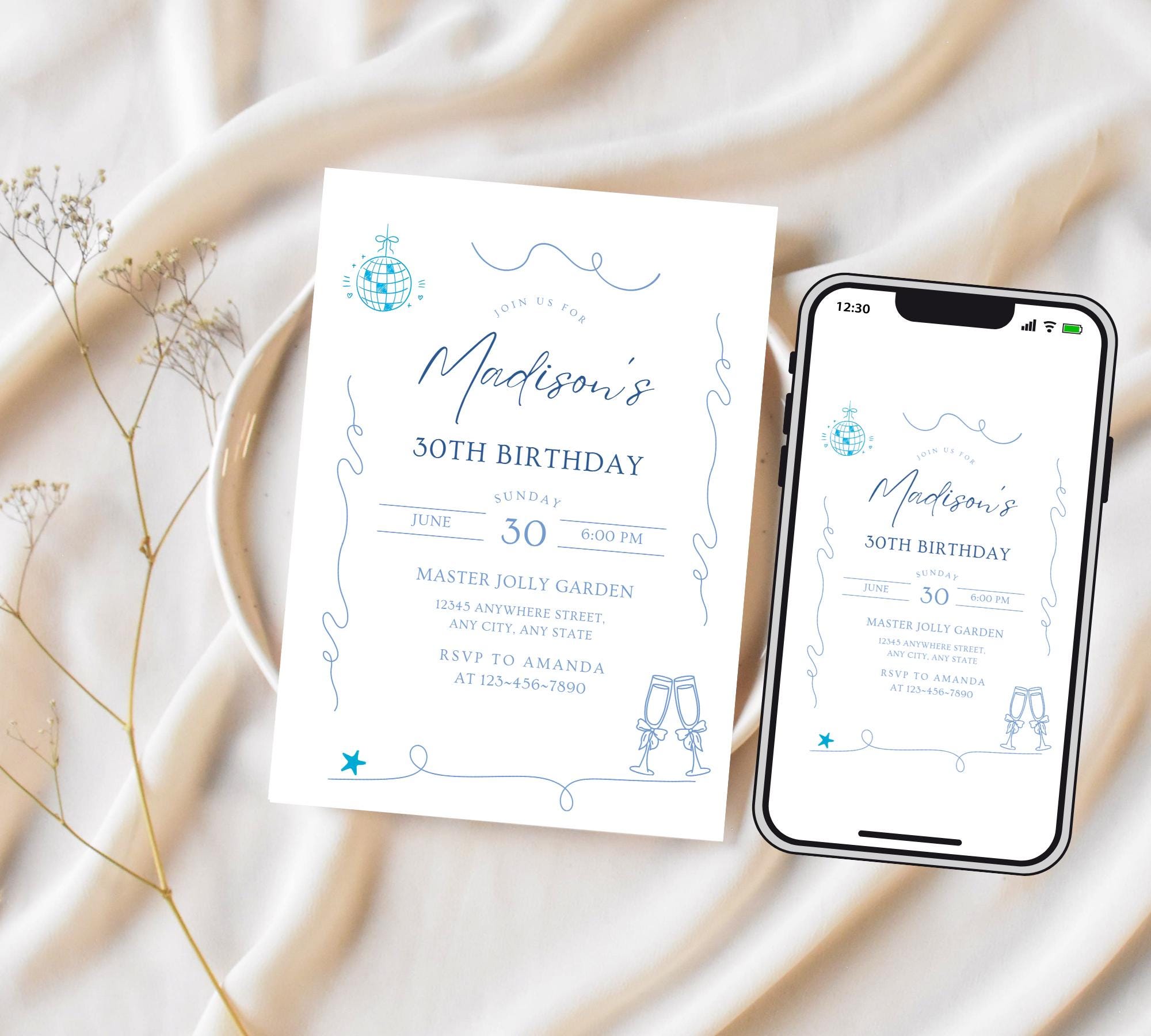 Whimsical Birthday Invitation Template – printable template preview 5