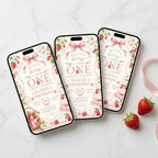 Strawberry First Birthday Invitation Girl preview 4