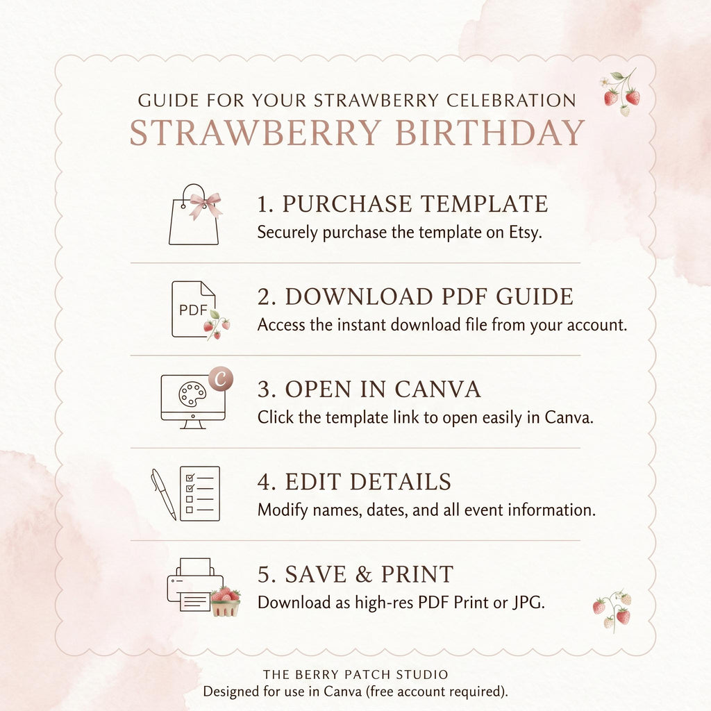 Strawberry First Birthday Invitation Girl preview 2