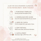 Strawberry First Birthday Invitation Girl preview 2