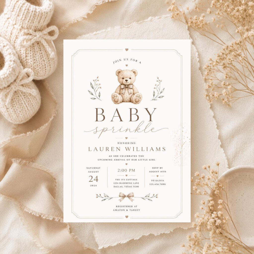 Teddy Bear Baby Sprinkle Invitation Template preview 3