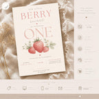 Berry Is One First Birthday Invitation Template preview 4