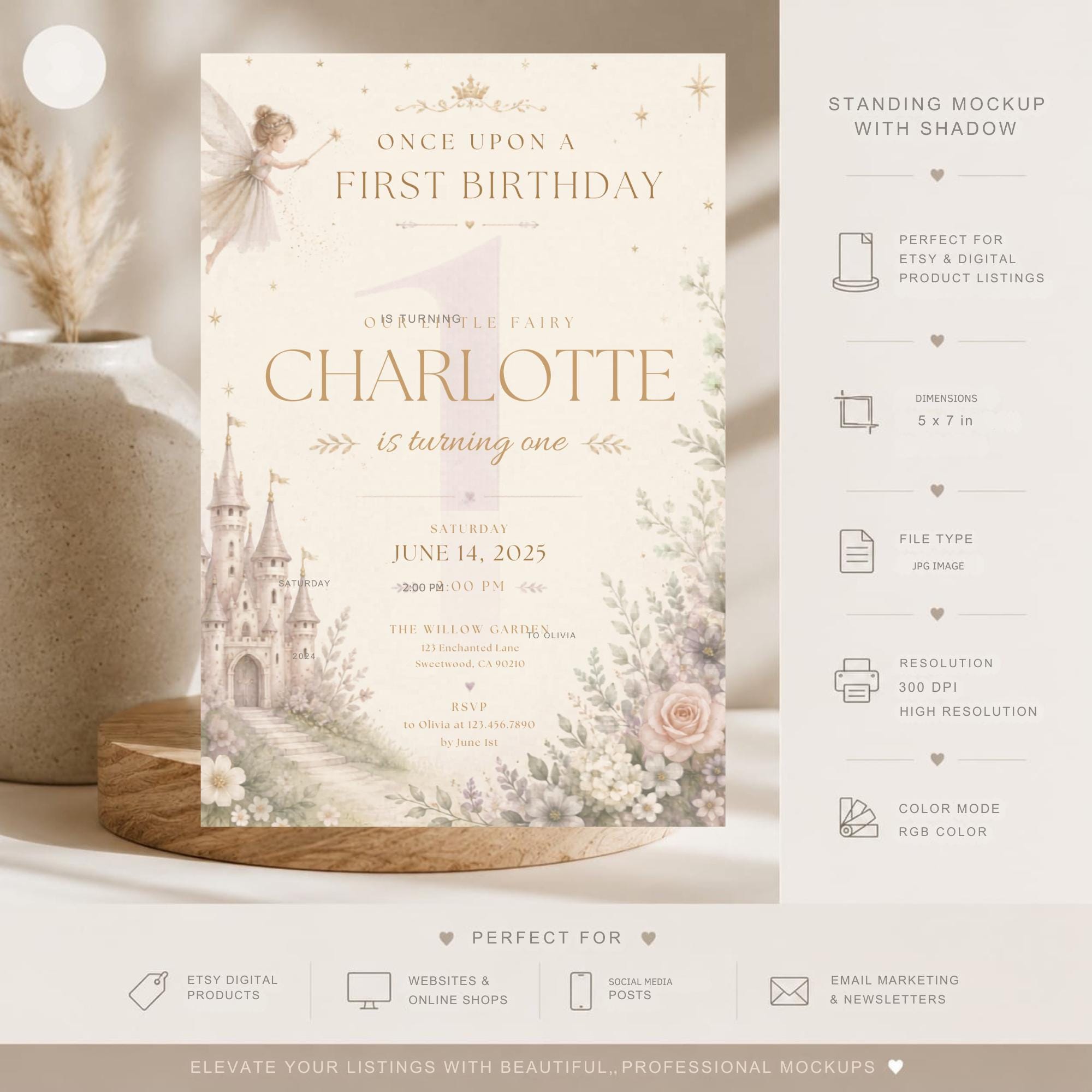 Enchanted Fairy First Birthday Invitation preview 5