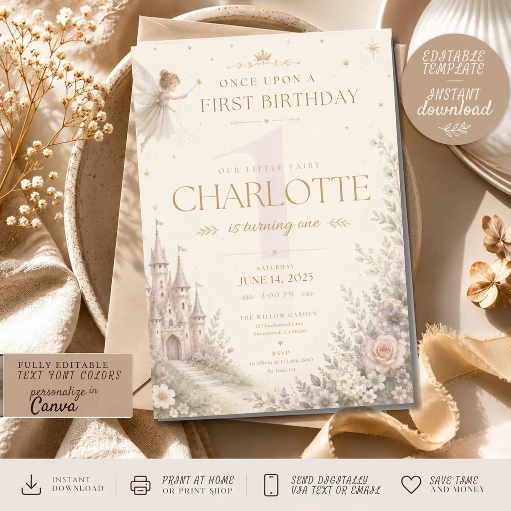 Enchanted Fairy First Birthday Invitation preview 1