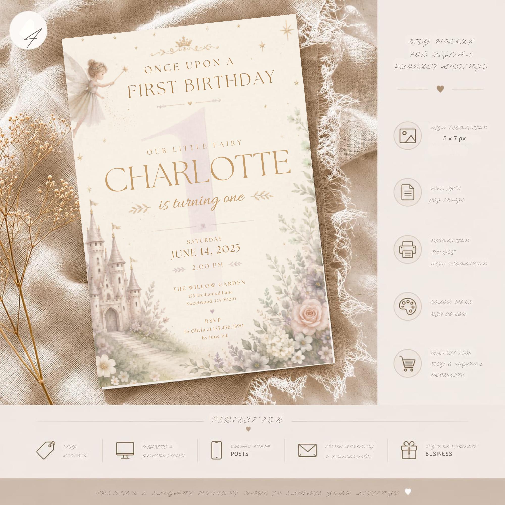 Enchanted Fairy First Birthday Invitation preview 4
