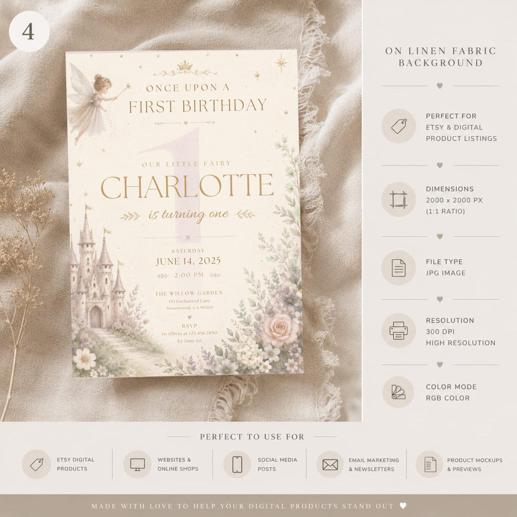 Enchanted Fairy First Birthday Invitation preview 6