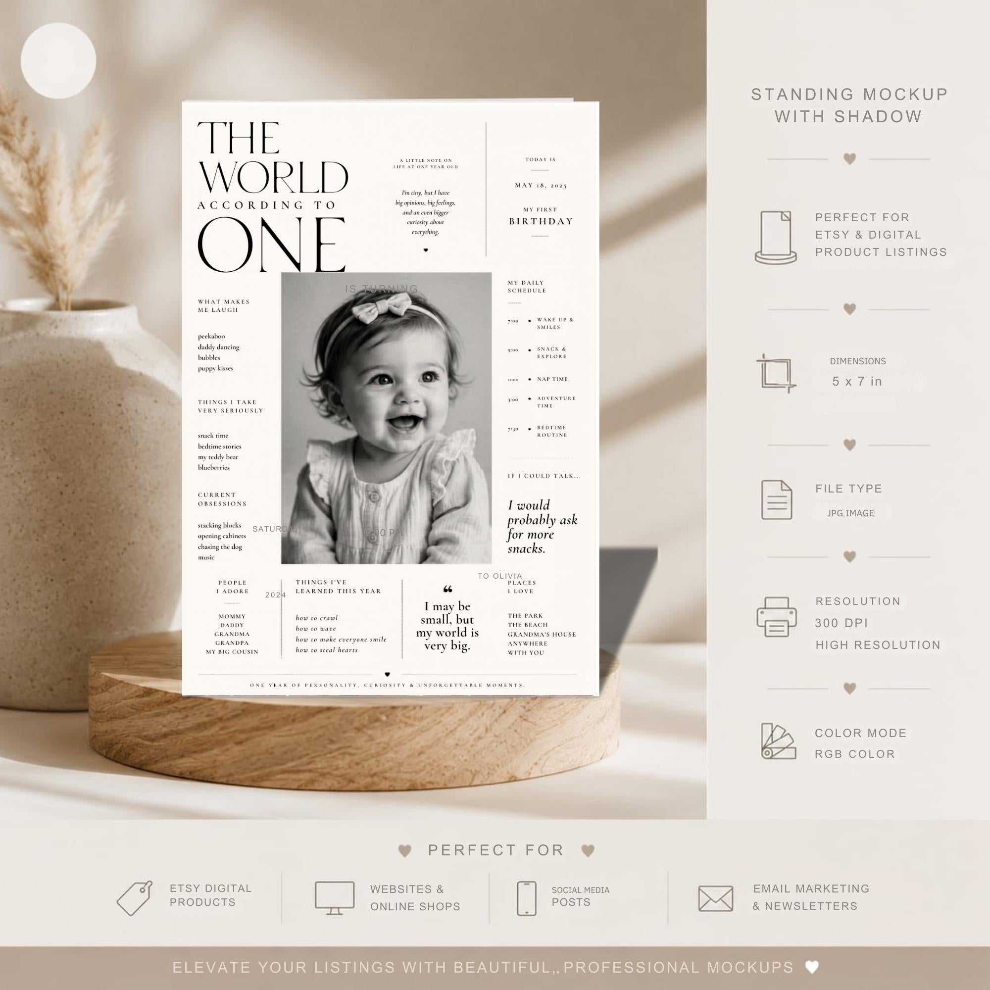 First Birthday Milestone Invitation Template preview 5