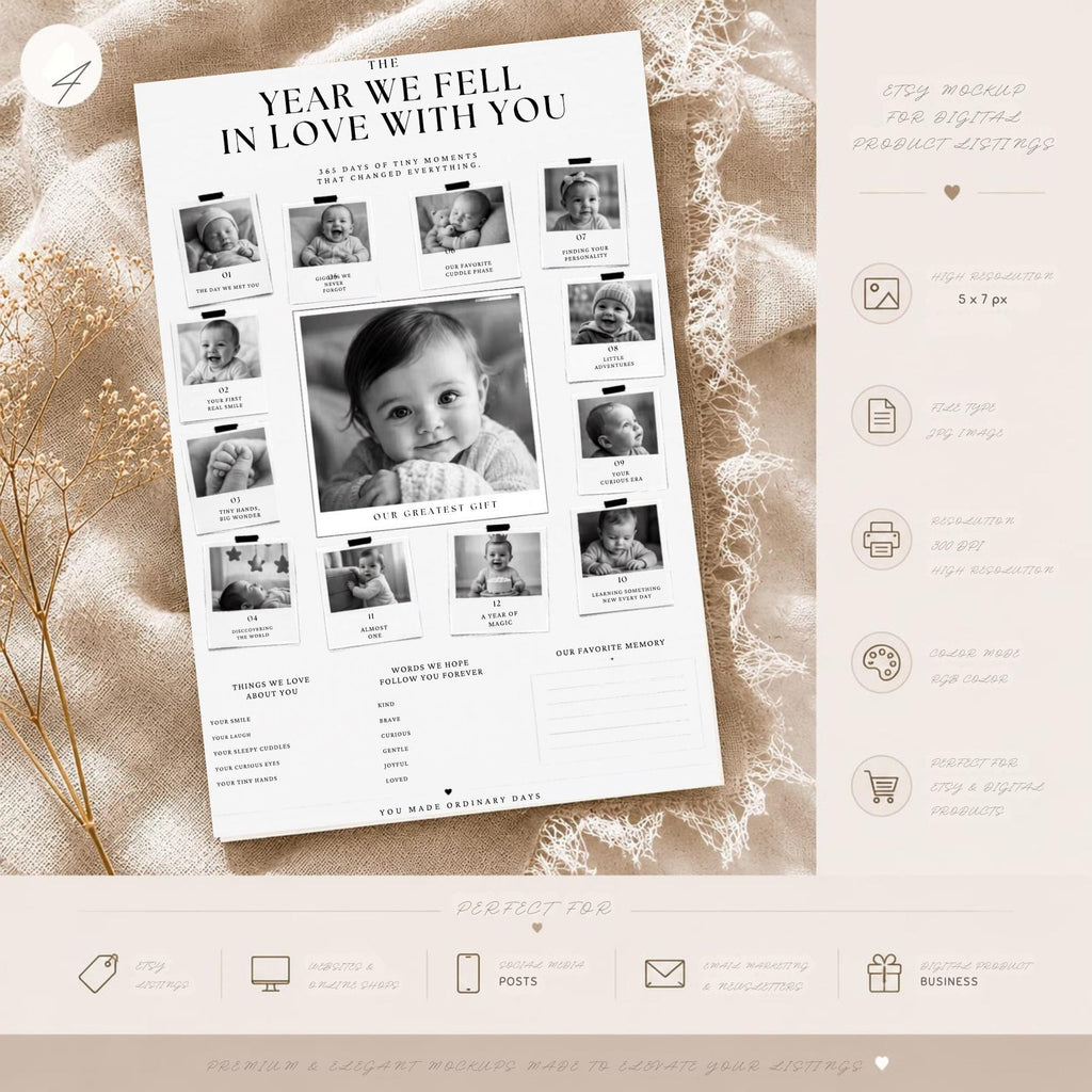 First Birthday Milestone Invitation Template preview 4