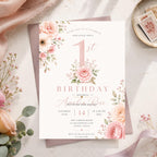Floral First Birthday Invitation – printable template preview 2