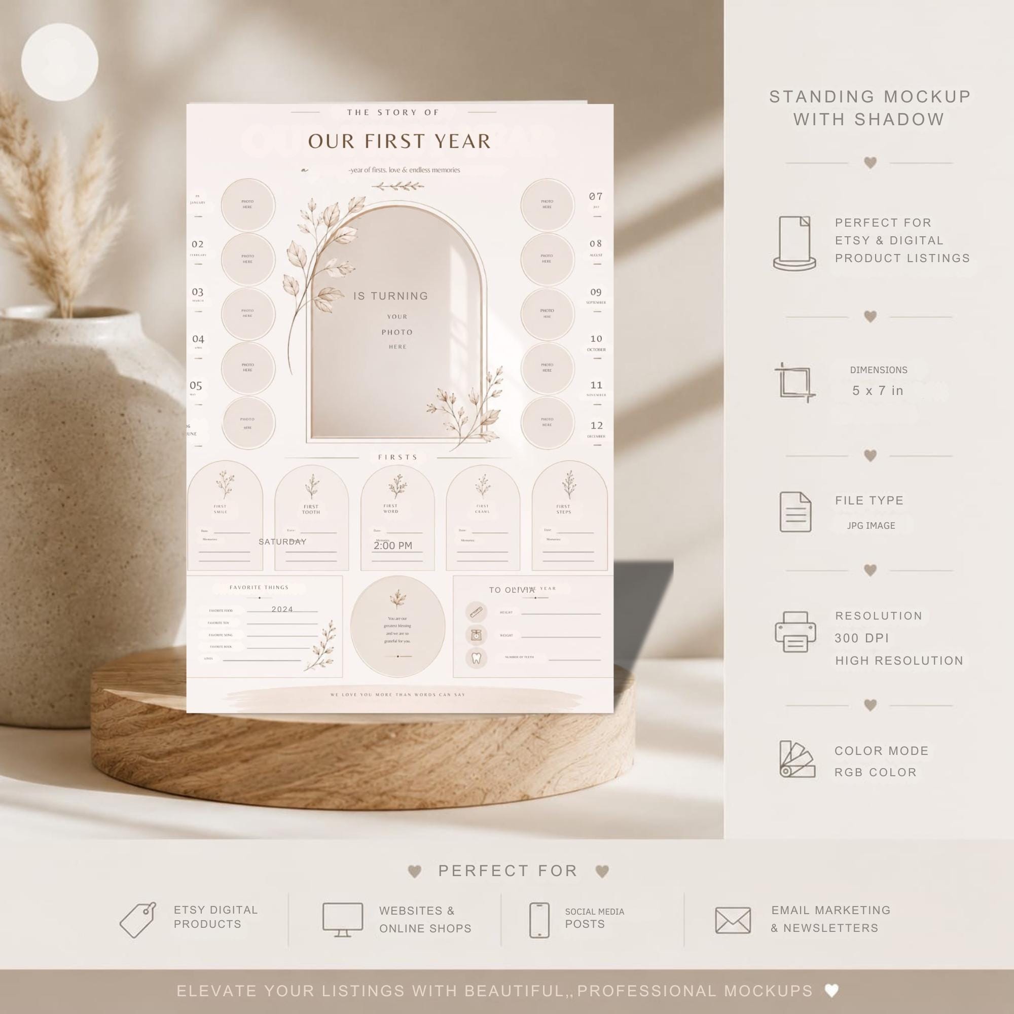 First Birthday Milestone Board Bundle Template preview 5