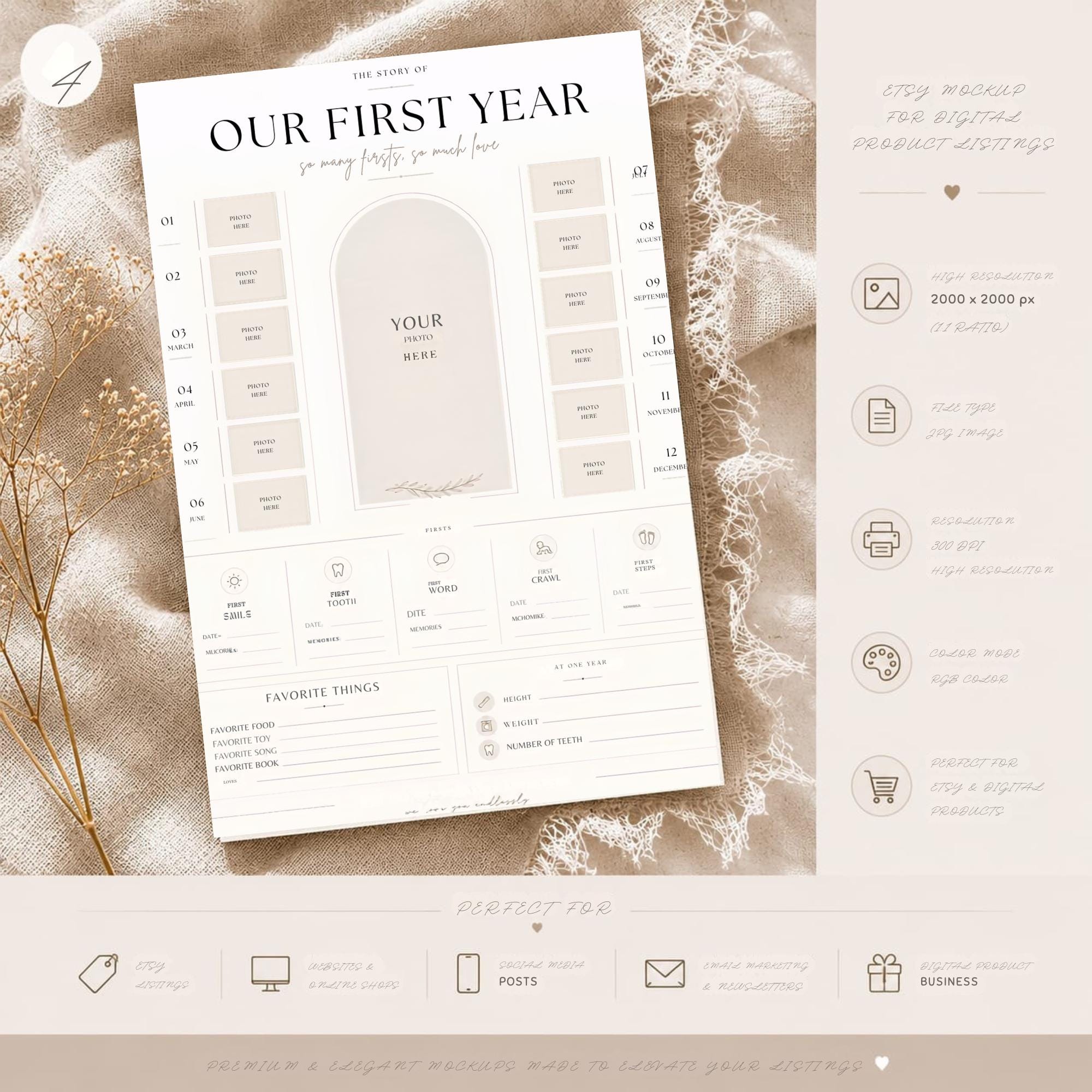 First Birthday Milestone Board Bundle Template preview 4