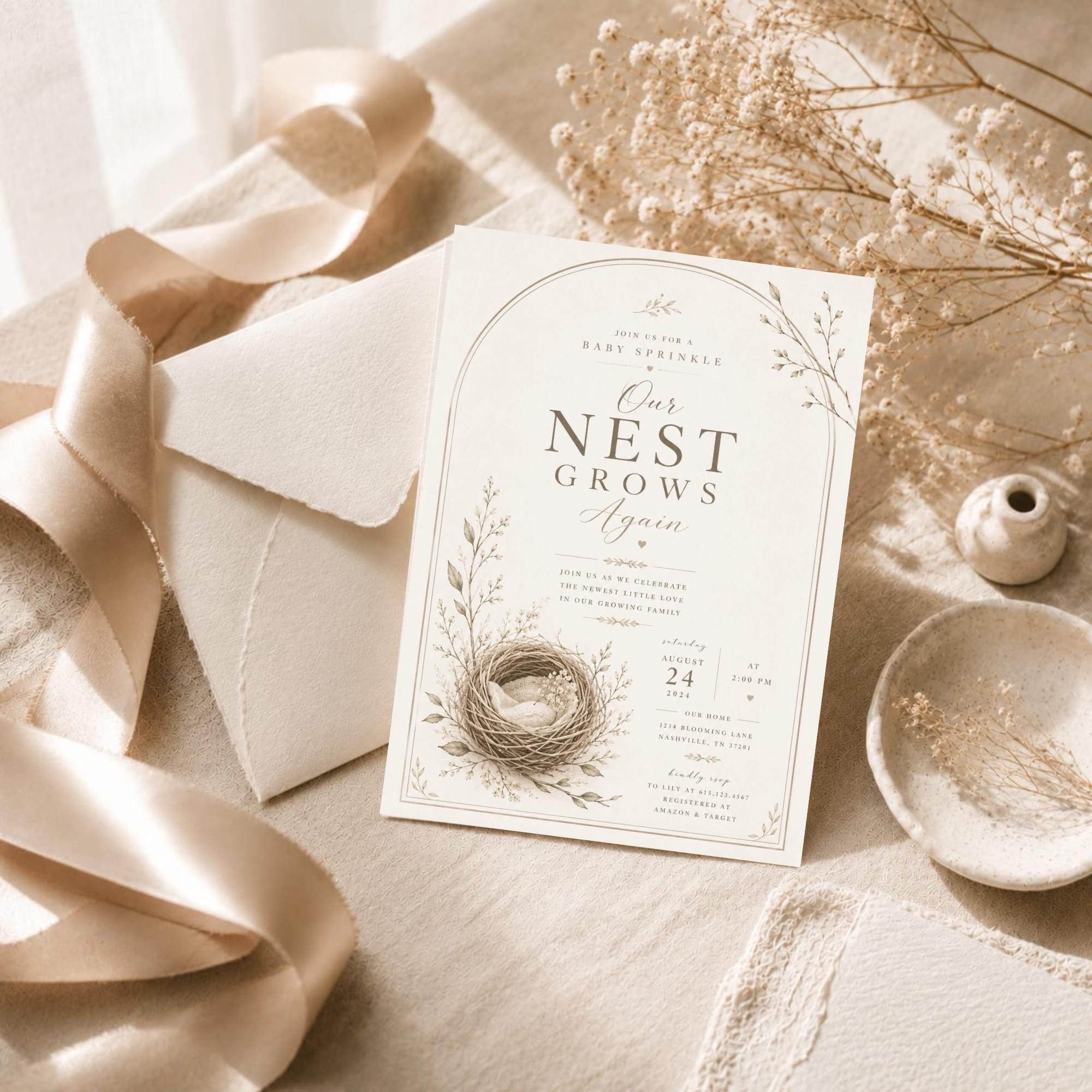 Our Nest Grows Again Baby Sprinkle Invitation preview 2