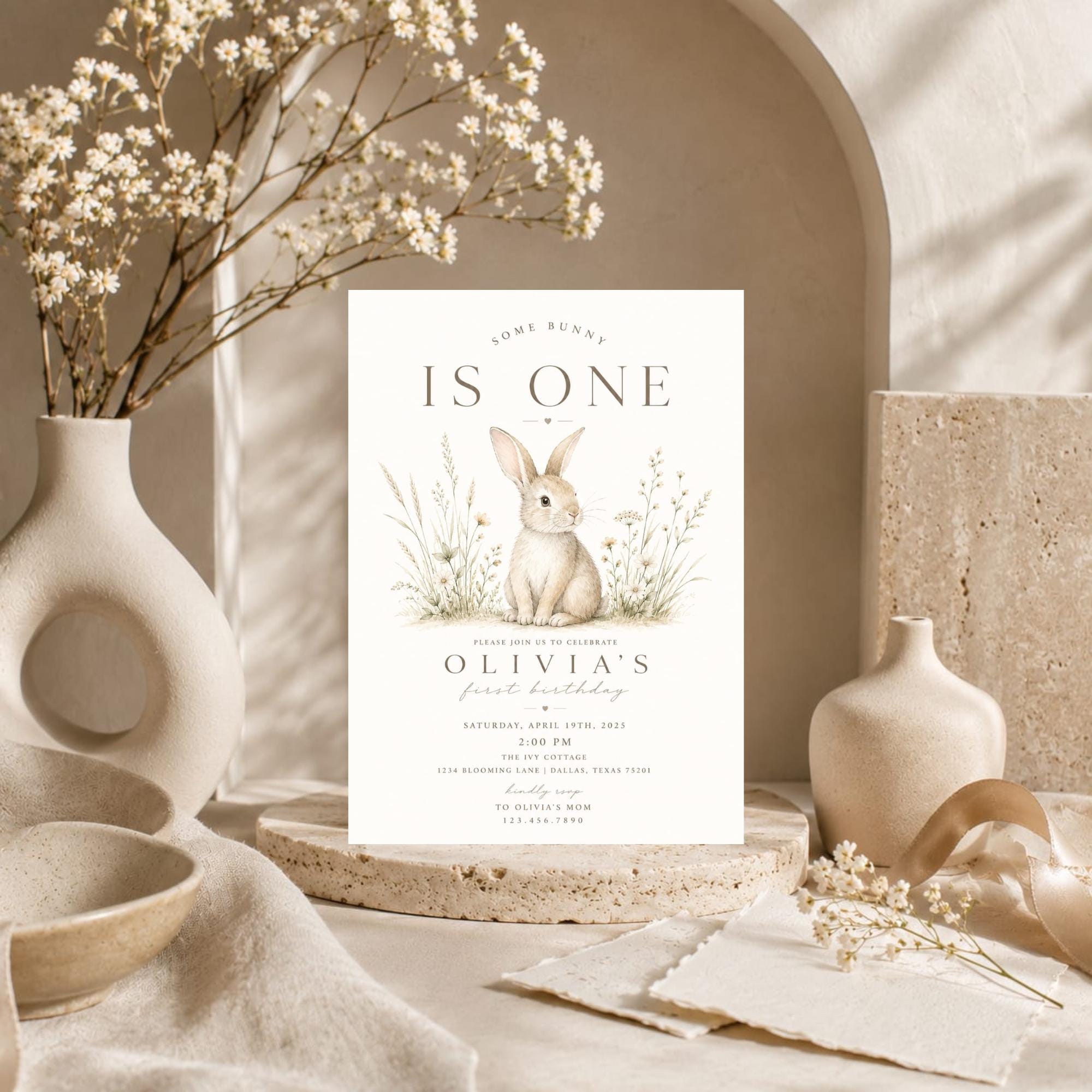 Some Bunny Is One First Birthday Invitation preview 1
