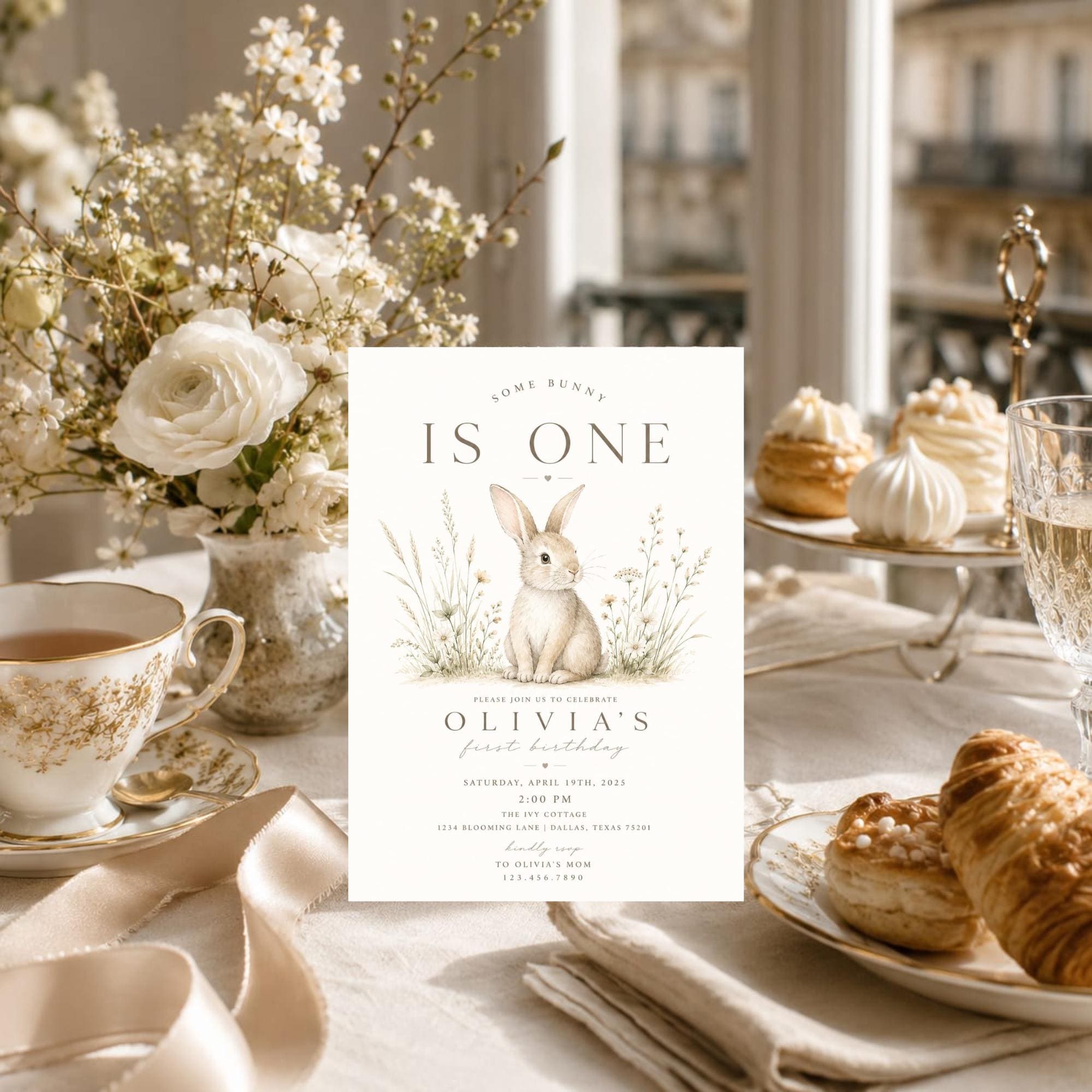 Some Bunny Is One First Birthday Invitation preview 3