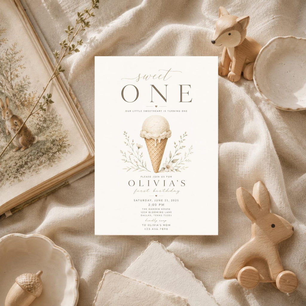 Sweet One Ice Cream Birthday Invitation preview 6