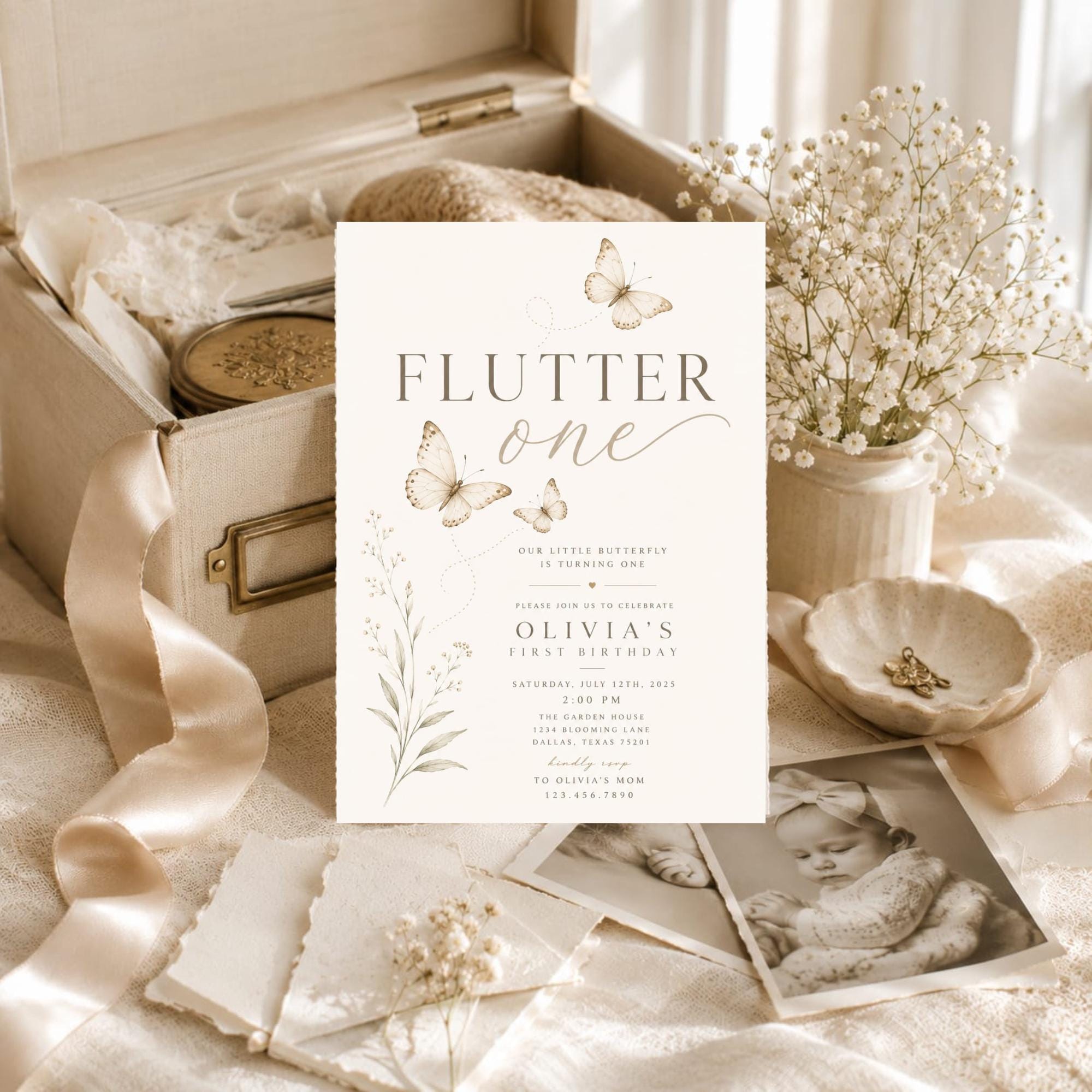 Butterfly First Birthday Invitation preview 4