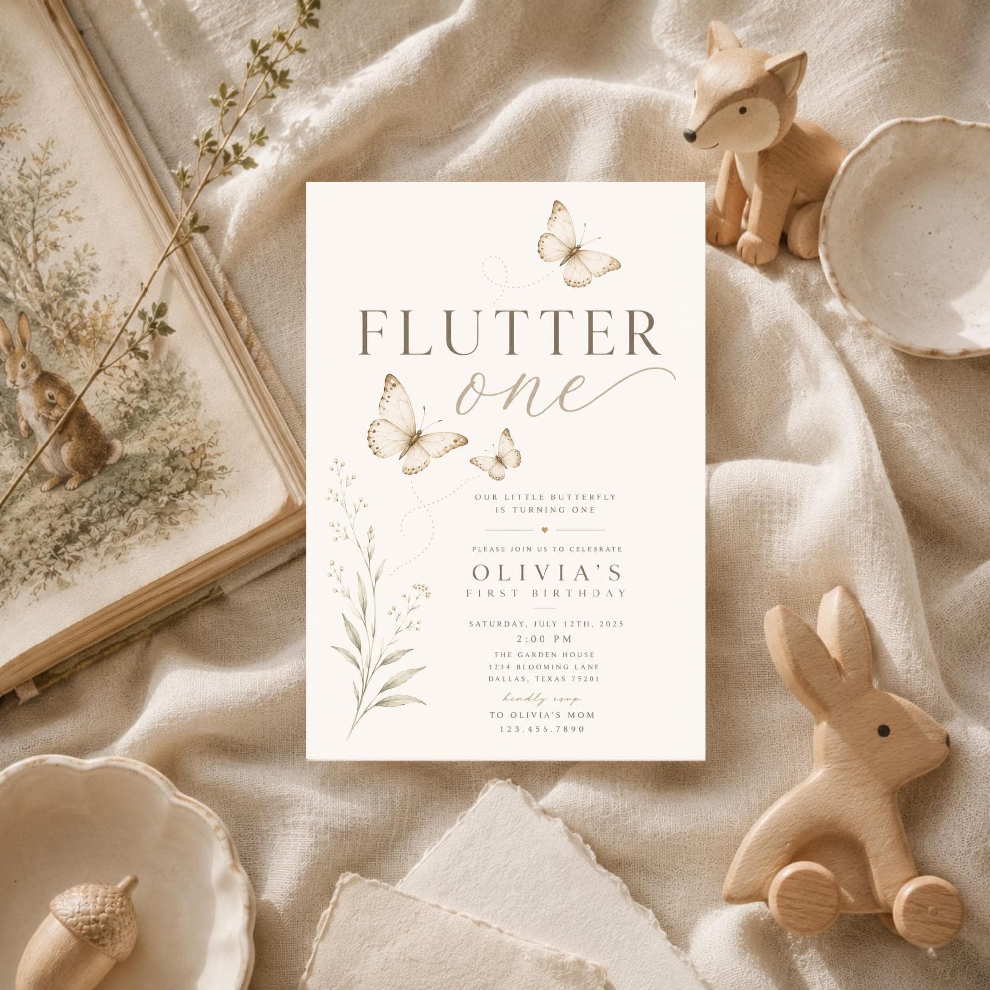 Butterfly First Birthday Invitation preview 6