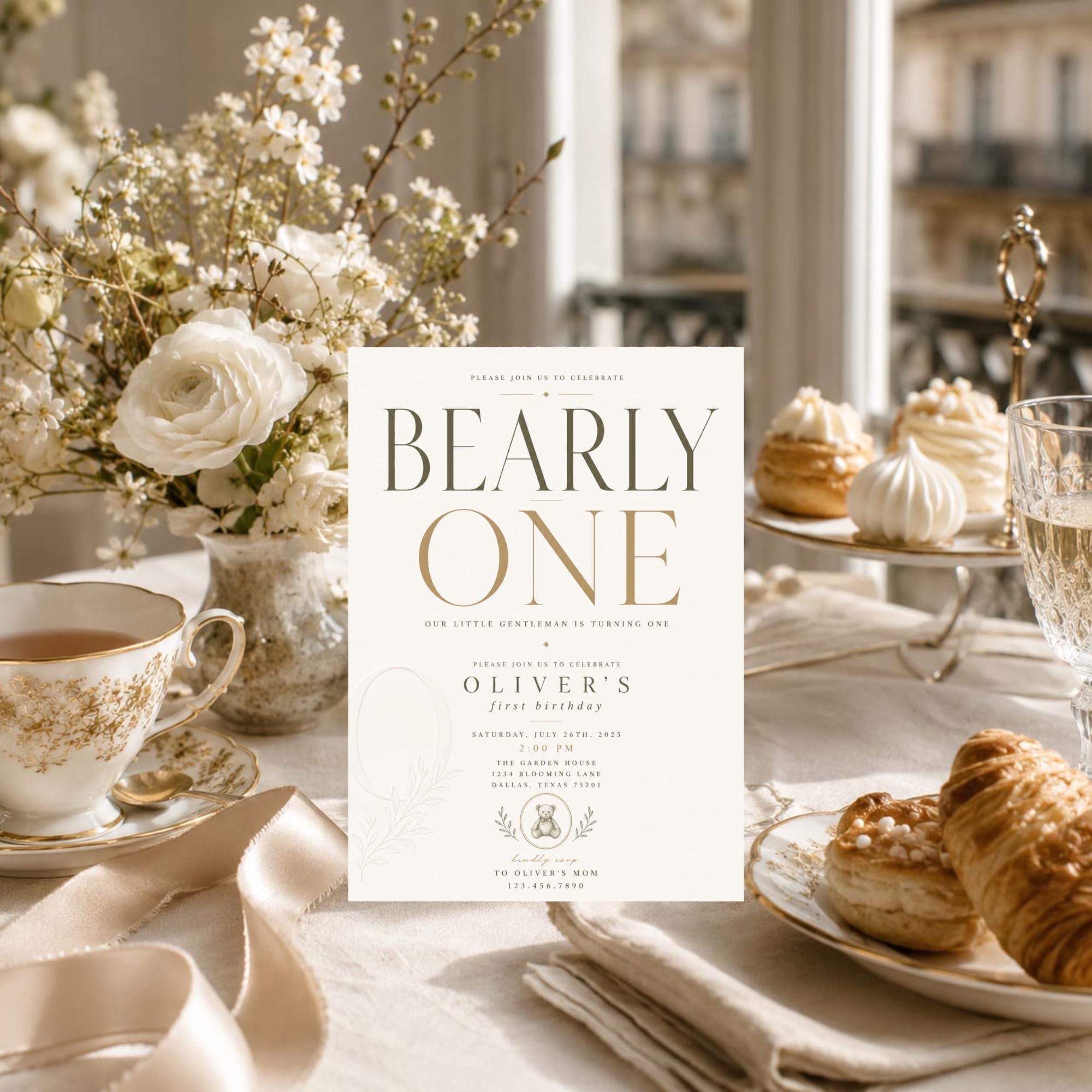 Teddy Bear First Birthday Invitation preview 3
