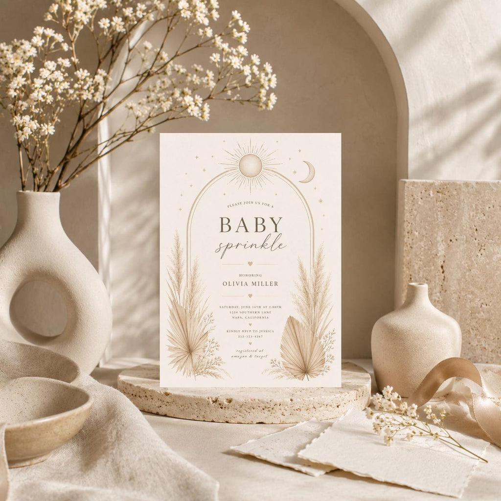 Sun Moon Stars Baby Sprinkle Invitation preview 3