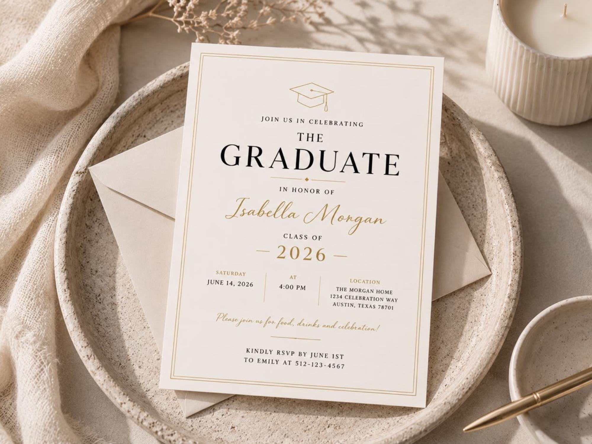 Graduation Invitation Template Editable Canva – printable template preview 3
