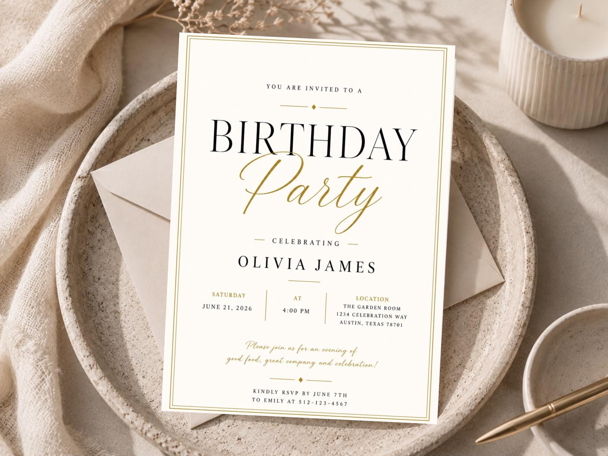 Modern Typography Birthday Invitation Template preview 2