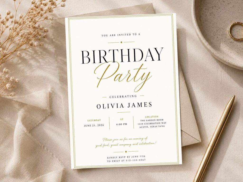 Modern Typography Birthday Invitation Template preview 3
