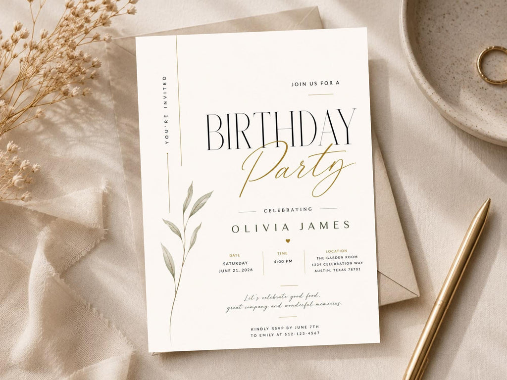 Botanical Birthday Invitation Template preview 4