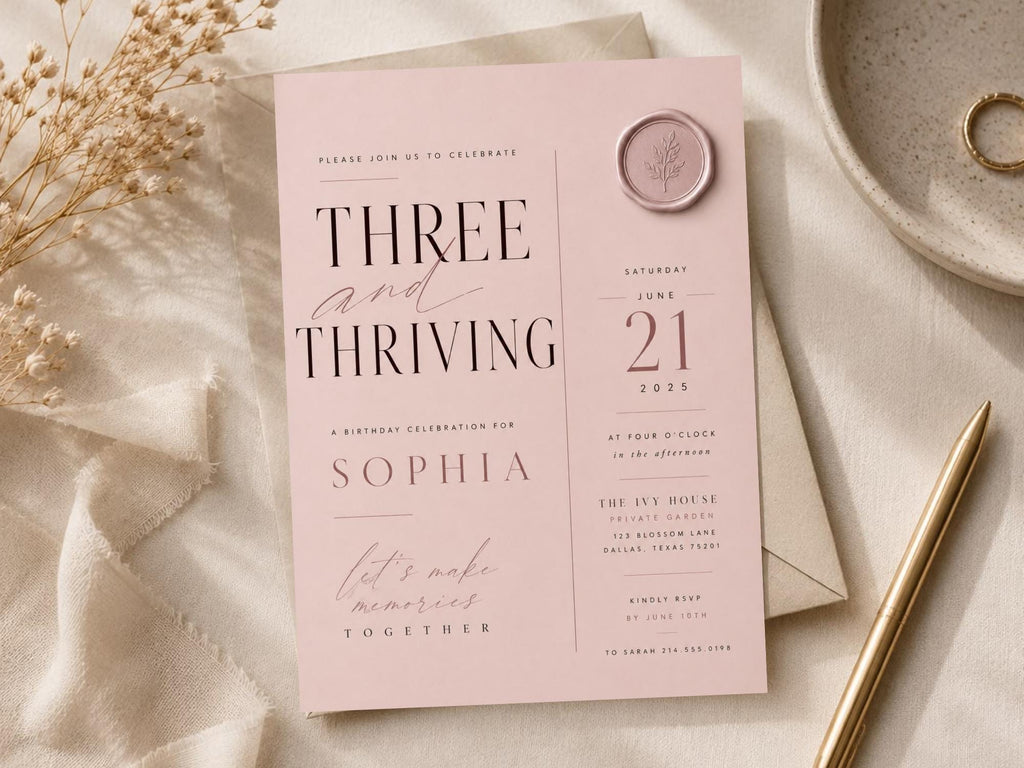 Dusty Rose Birthday Invitation Template preview 4