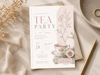 Sage Tea Party Invitation Template preview 1