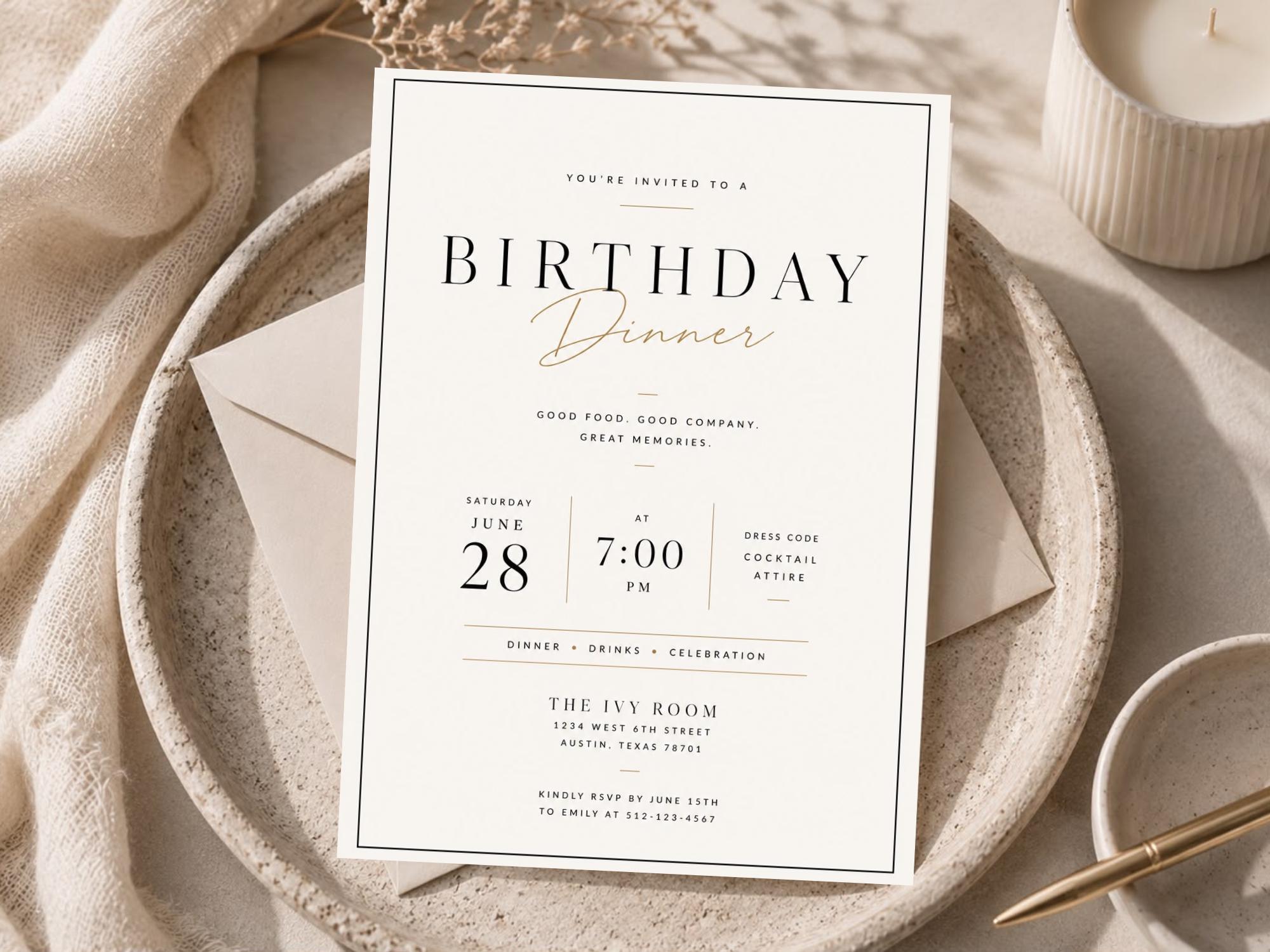 Birthday Dinner Invitation Template preview 3